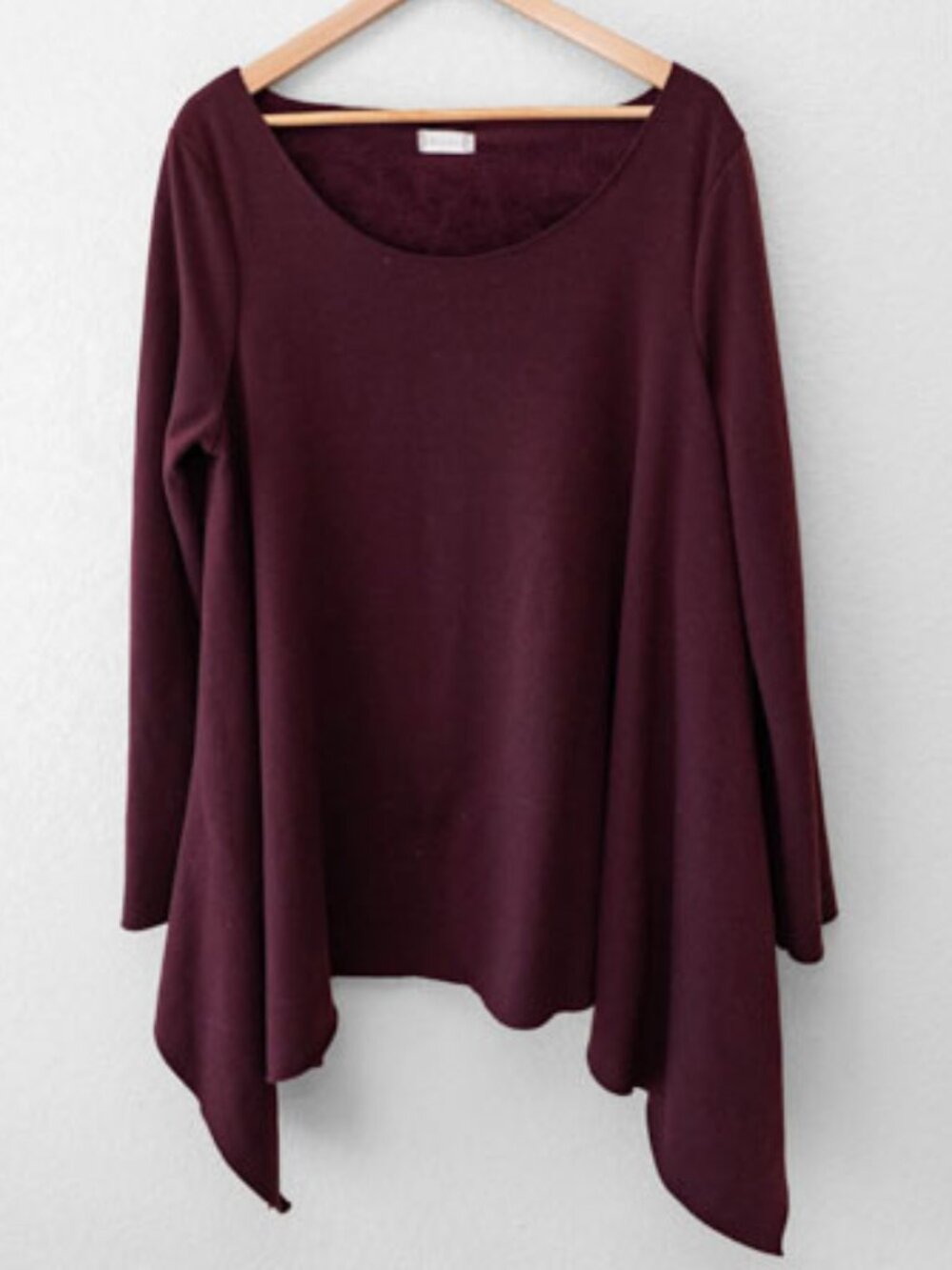 Altar'd State Burgundy Sweater Top Womens Large Handkerchief Hem Cozy Boho Tunic